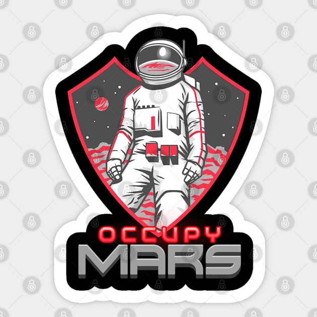 Occupy Mars Astronaut Sticker by E.S. Creative